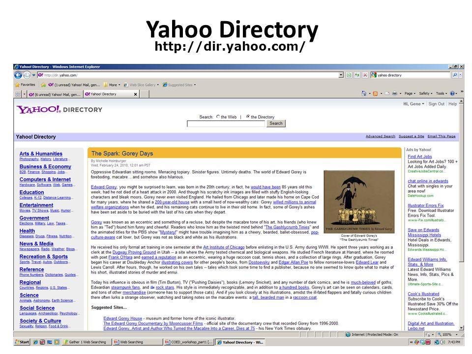 Yahoo Directory Research Skills Development Unit