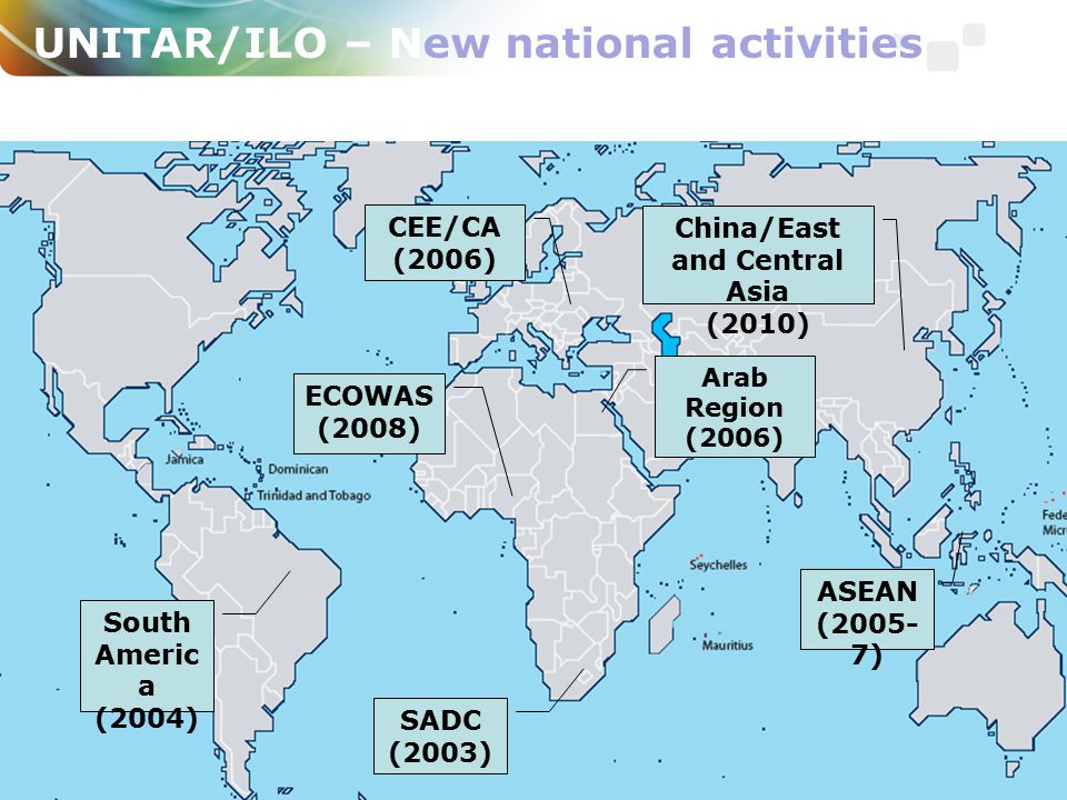 19 UNITAR/ILO – New national activities  Barbados, Zambia, The Gambia, Congo ( ) – supported by SAICM QSPTF  PR China, Indonesia, Malaysia, Thailand, The Philippines ( ) – supported by EU CEE/CA (2006) China/East and Central Asia (2010) Arab Region (2006) ASEAN ( ) ECOWAS (2008) SADC (2003) South Americ a (2004)
