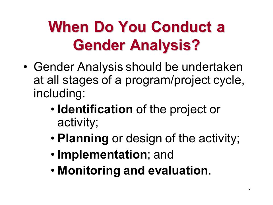 When Do You Conduct a Gender Analysis.