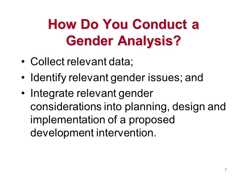 How Do You Conduct a Gender Analysis.