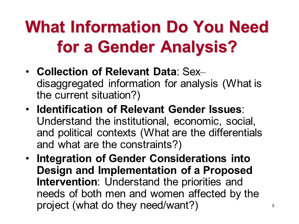 What Information Do You Need for a Gender Analysis.