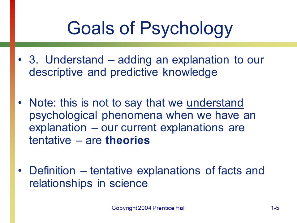 Copyright 2004 Prentice Hall1-5 Goals of Psychology 3.