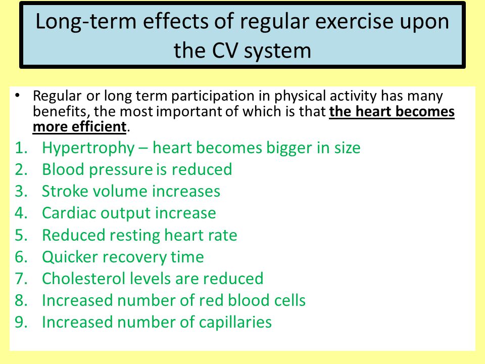 The Cardiovascular System During Exercise Learning Objectives: Exploring  the long-term effects of exercise on the cardiovascular system Learning  Outcome: - ppt download