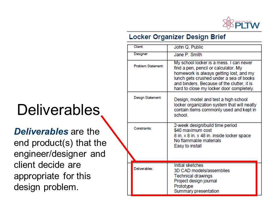 Design Brief. design brief One way to define the problem is ...