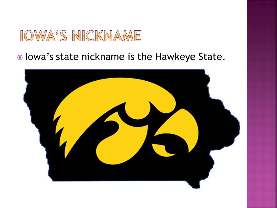  Iowa’s state nickname is the Hawkeye State.