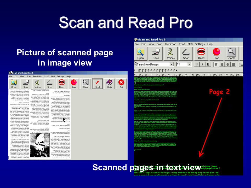 Scan and Read Pro Picture of scanned page in image view Scanned pages in text view