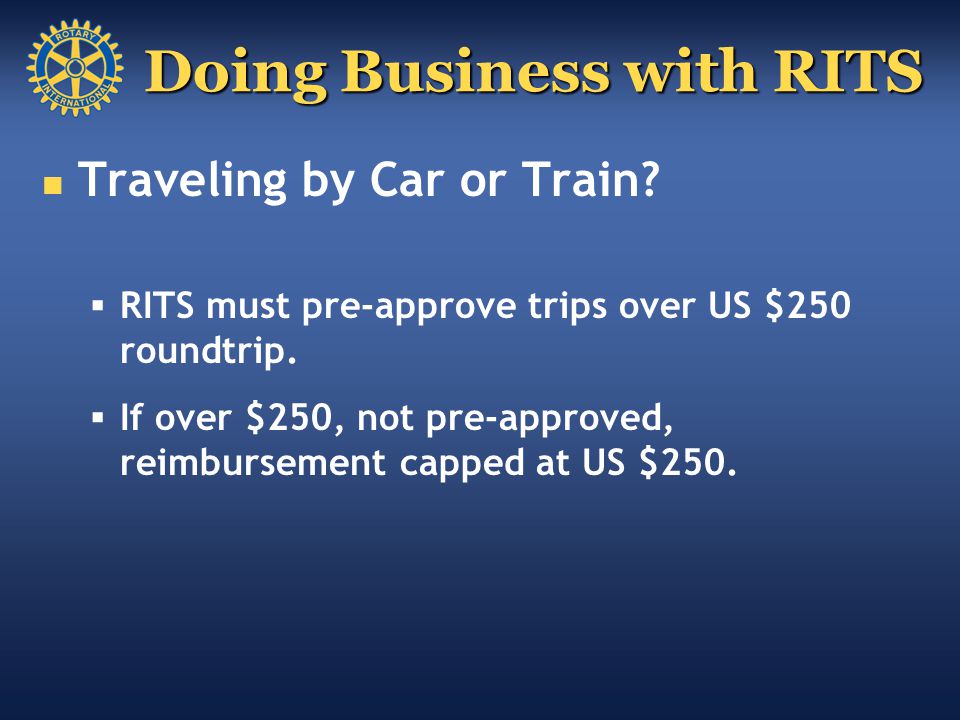 Doing Business with RITS Traveling by Car or Train.