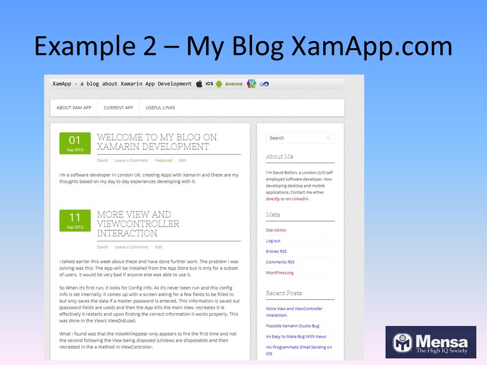 Example 2 – My Blog XamApp.com
