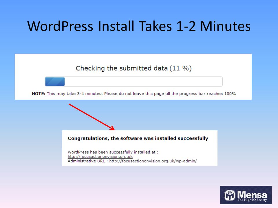 WordPress Install Takes 1-2 Minutes