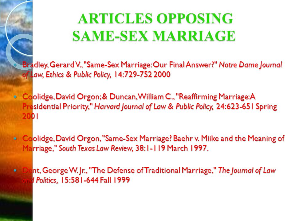 Journal of same sex marriage