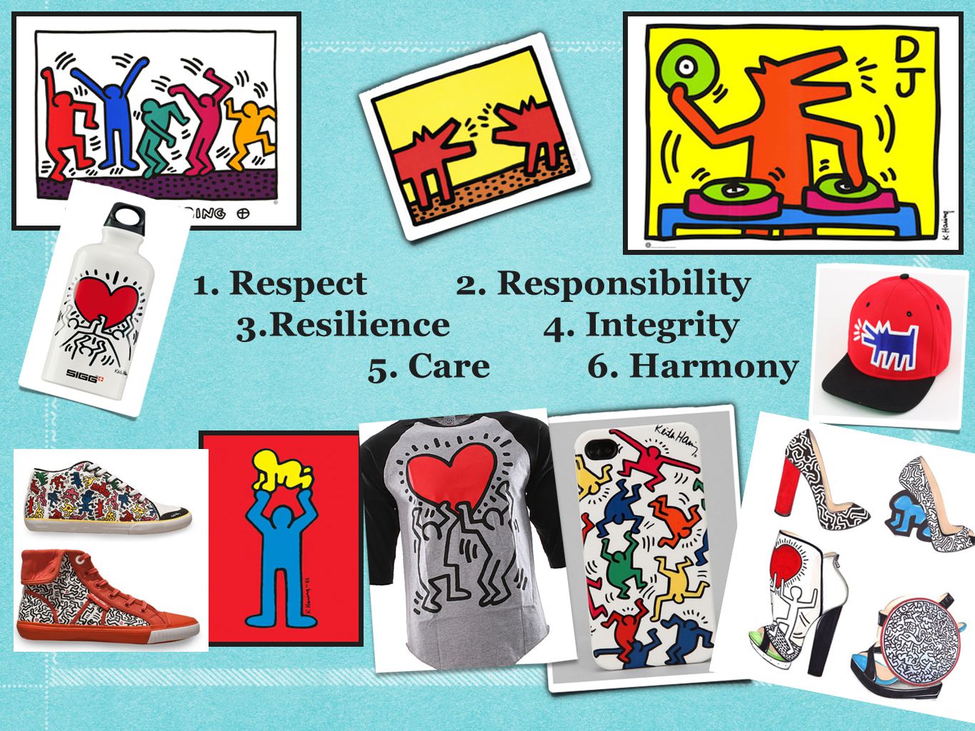 1. Respect 2. Responsibility 3.Resilience 4. Integrity 5. Care 6. Harmony