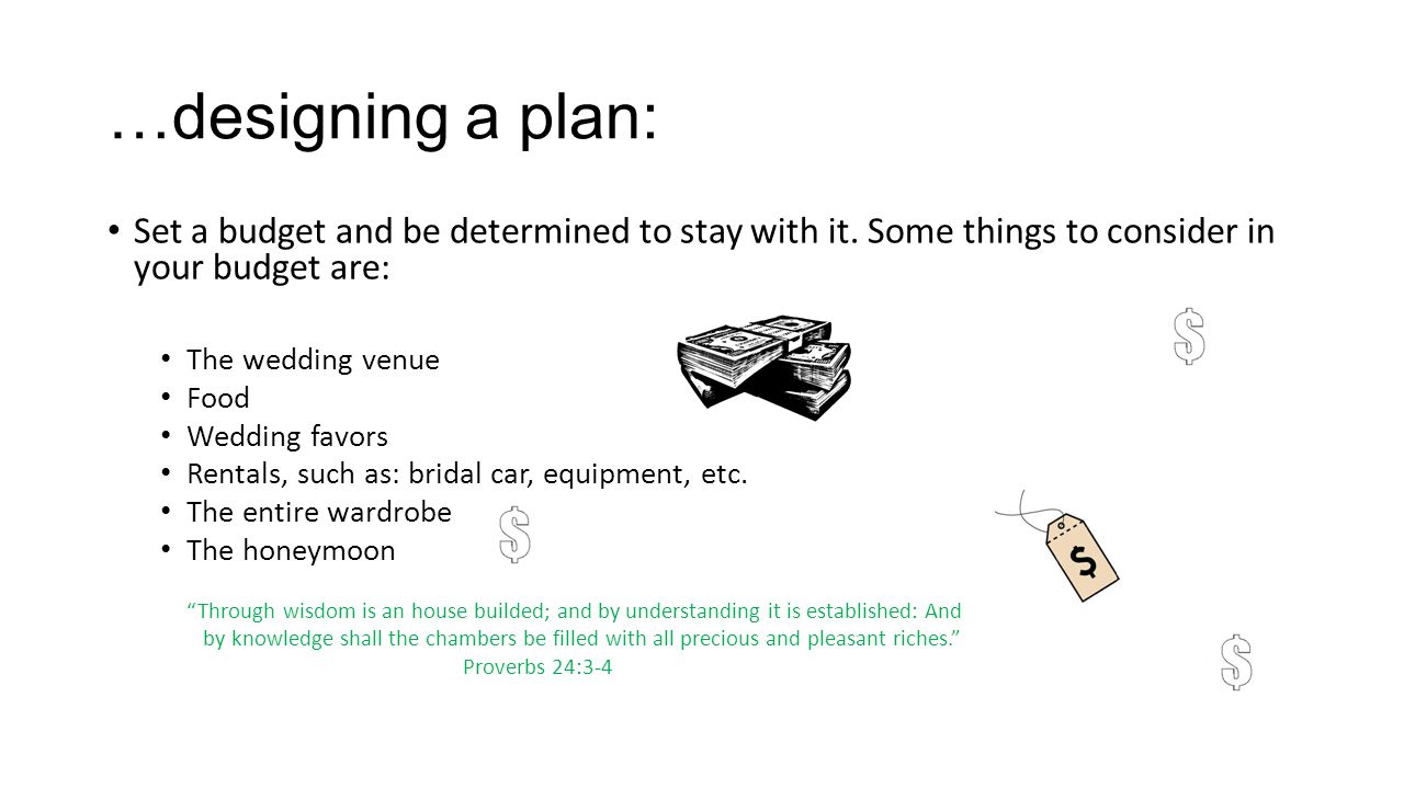 …designing a plan: Set a budget and be determined to stay with it.