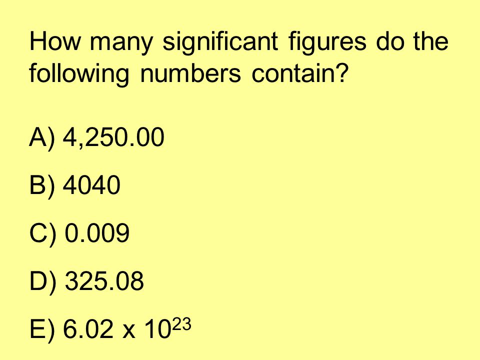 How many significant figures do the following numbers contain.