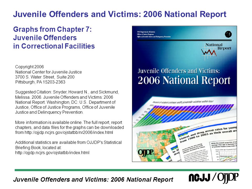 Juvenile Offenders and Victims: 2006 National Report Juvenile Offenders and Victims: 2006 National Report Graphs from Chapter 7: Juvenile Offenders in Correctional Facilities Copyright 2006 National Center for Juvenile Justice 3700 S.
