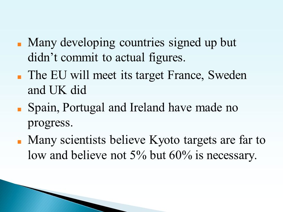 ■ Many developing countries signed up but didn’t commit to actual figures.