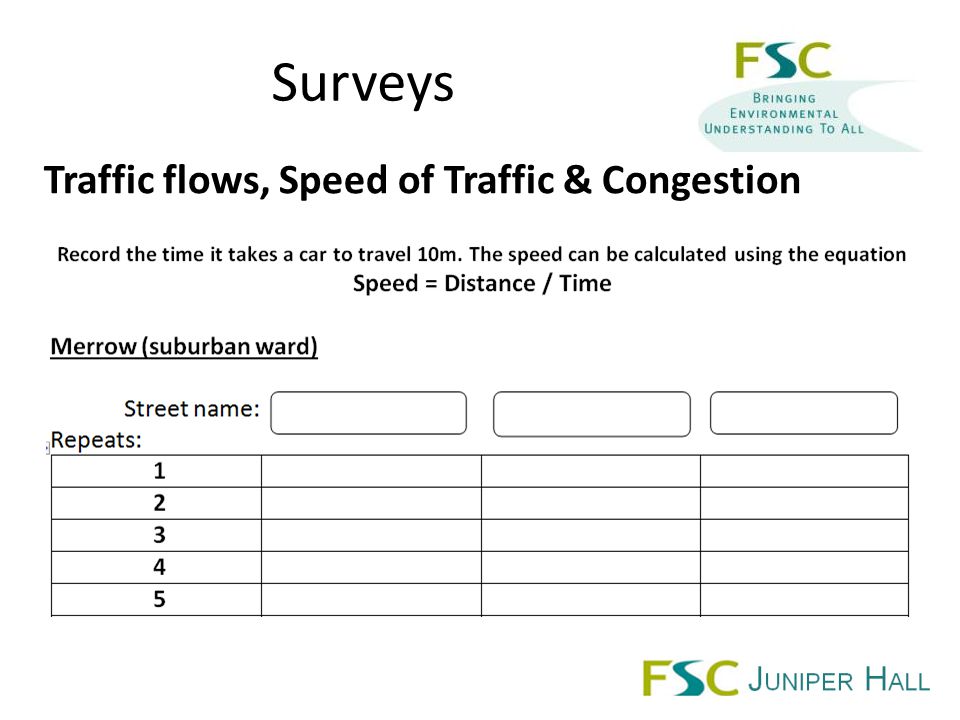 Traffic flows, Speed of Traffic & Congestion
