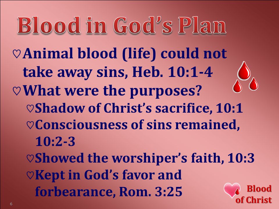 ♡Animal blood (life) could not take away sins, Heb.