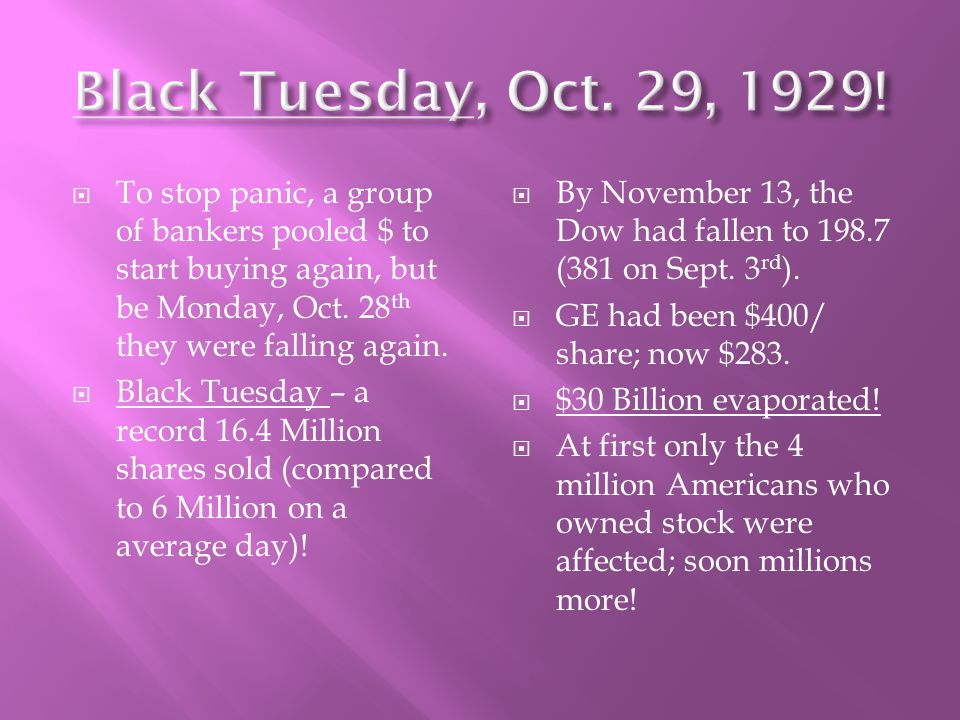  To stop panic, a group of bankers pooled $ to start buying again, but be Monday, Oct.