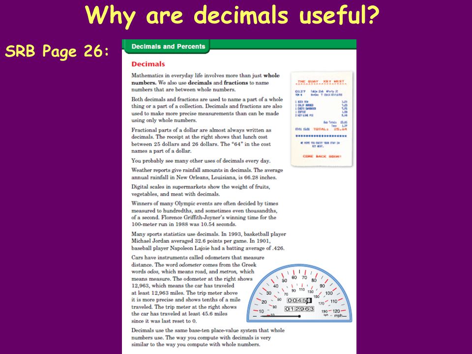Why are decimals useful SRB Page 26: