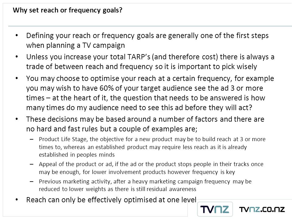 Why set reach or frequency goals.