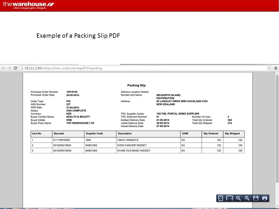 Example of a Packing Slip PDF