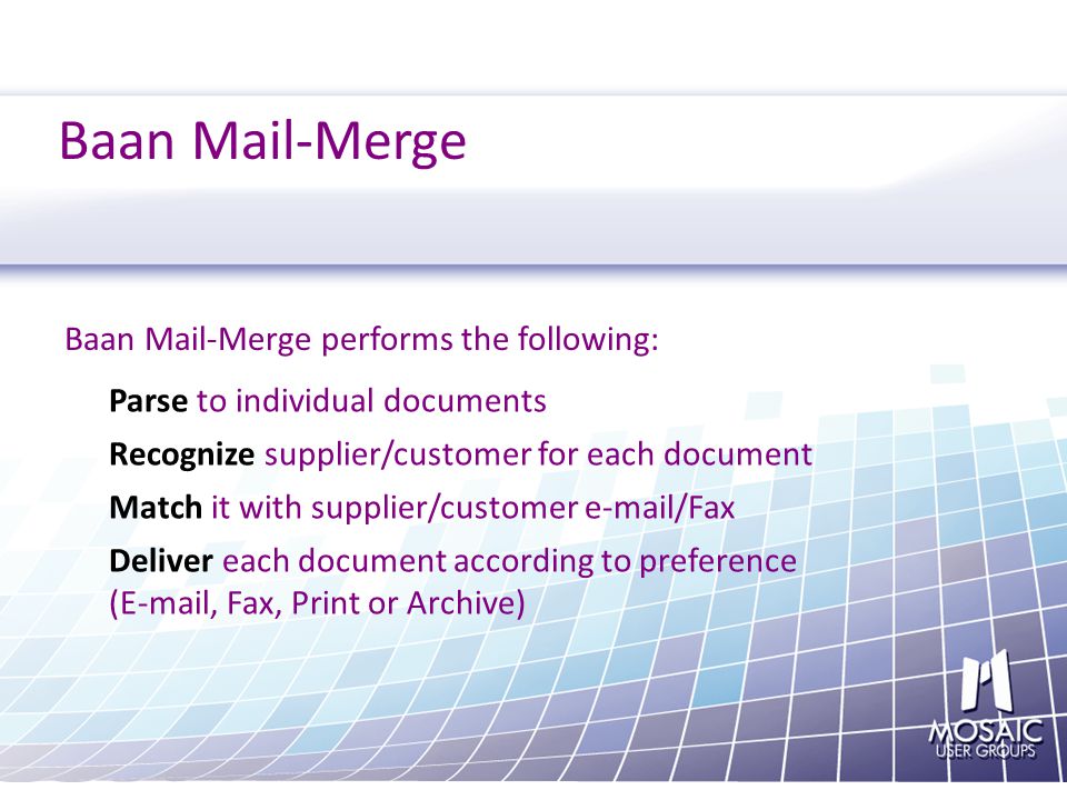 Baan Mail Merge 6 5 Automatically Fax Print And Archive Documents