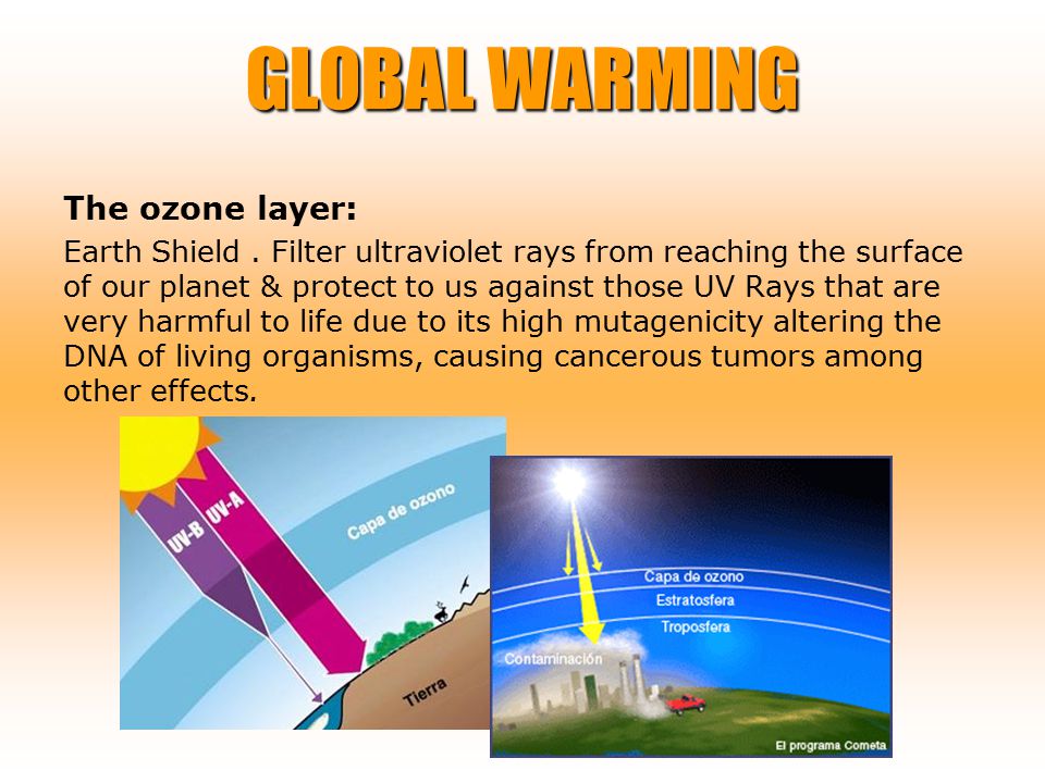 GLOBAL WARMING GLOBAL WARMING The ozone layer: Earth Shield.
