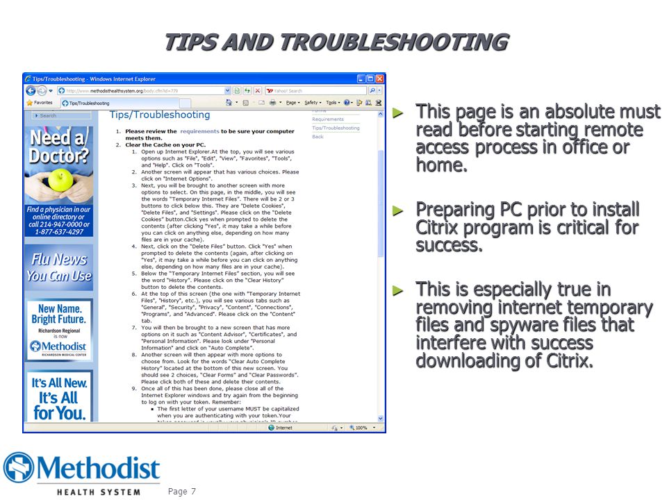 TIPS AND TROUBLESHOOTING ► This page is an absolute must read before starting remote access process in office or home.