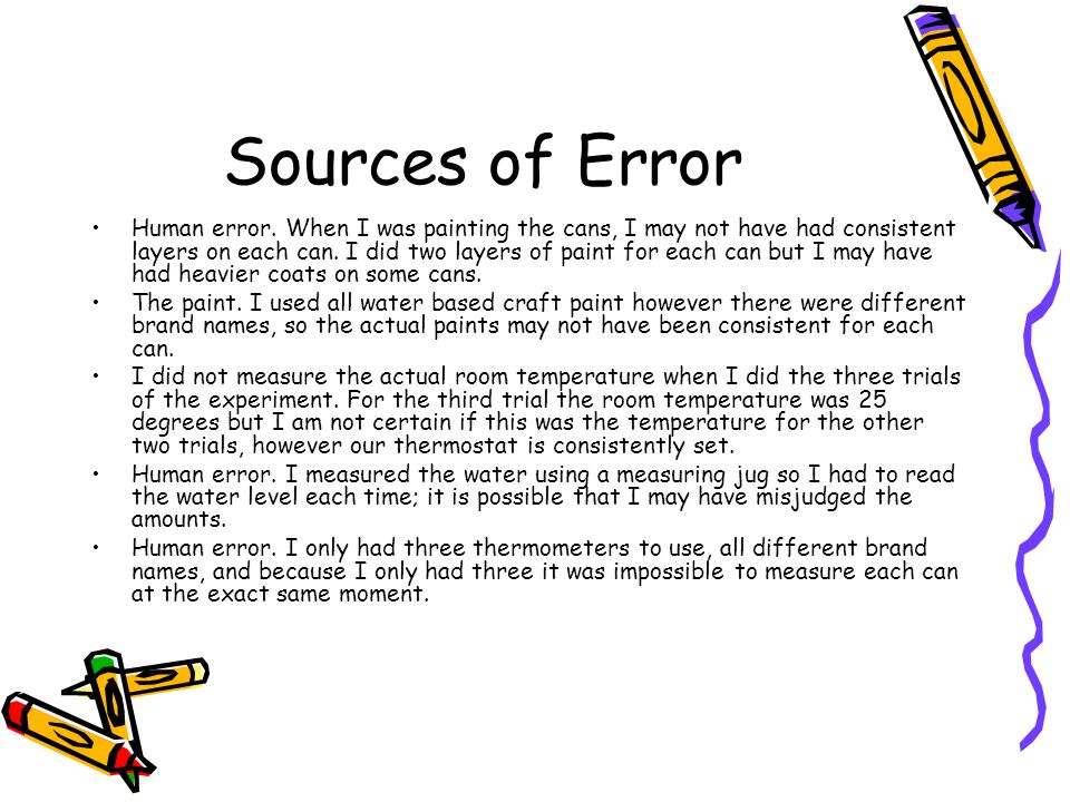 Sources of Error Human error.