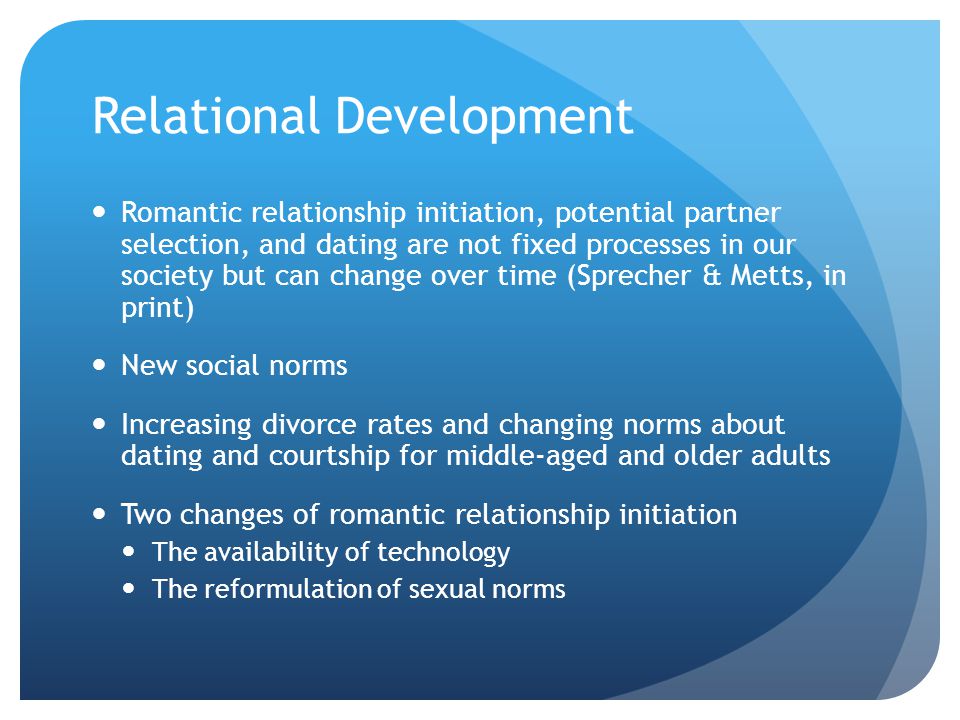 Developmental changes in dating and romantic relationships