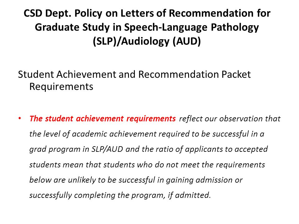 department of communication sciences and disorders undergraduate slp letter of recommendation