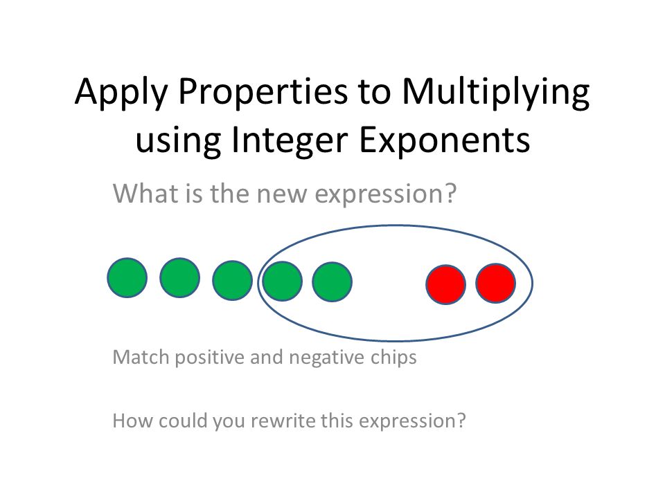 Apply Properties to Multiplying using Integer Exponents What is the new expression.