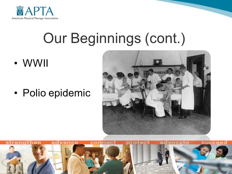 Our Beginnings (cont.) WWII Polio epidemic
