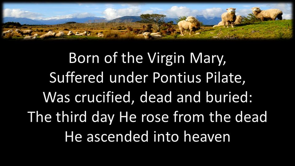 Born of the Virgin Mary, Suffered under Pontius Pilate, Was crucified, dead and buried: The third day He rose from the dead He ascended into heaven
