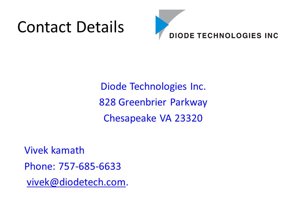 Contact Details Diode Technologies Inc.
