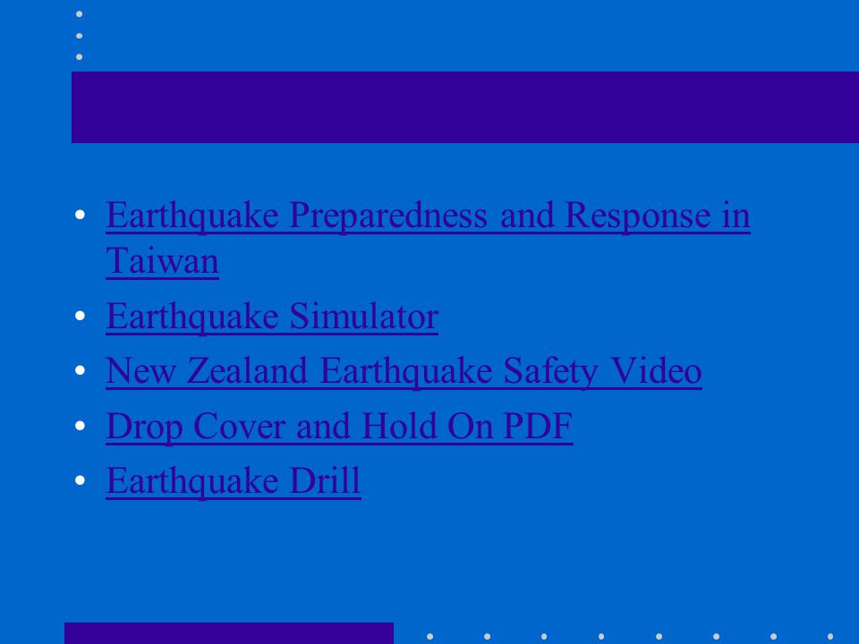 Earthquake Preparedness and Response in TaiwanEarthquake Preparedness and Response in Taiwan Earthquake Simulator New Zealand Earthquake Safety Video Drop Cover and Hold On PDF Earthquake Drill
