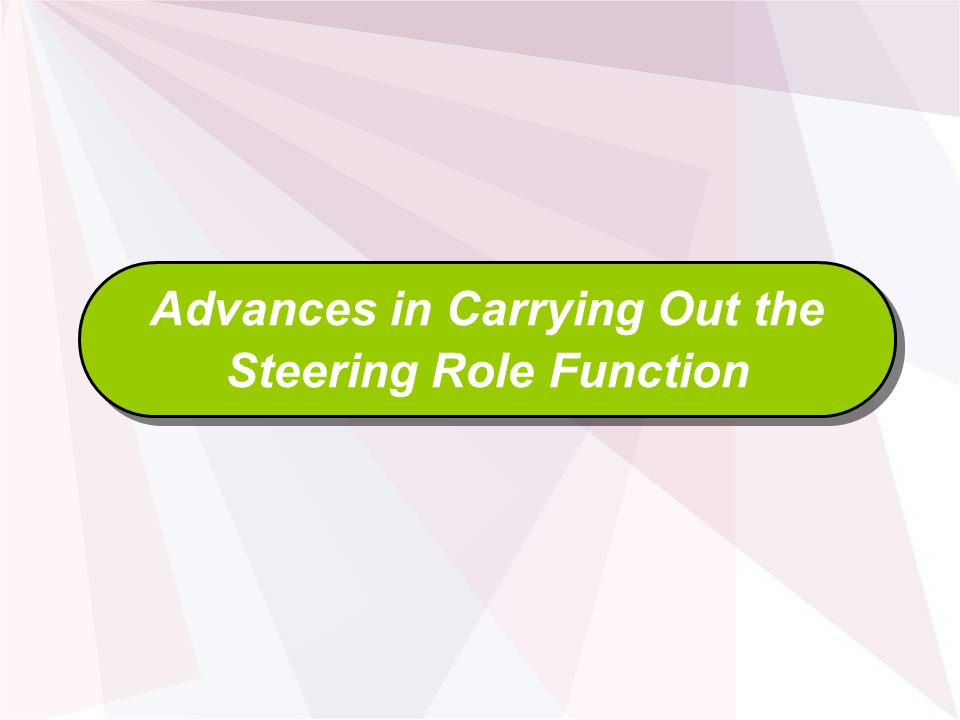 Advances in Carrying Out the Steering Role Function