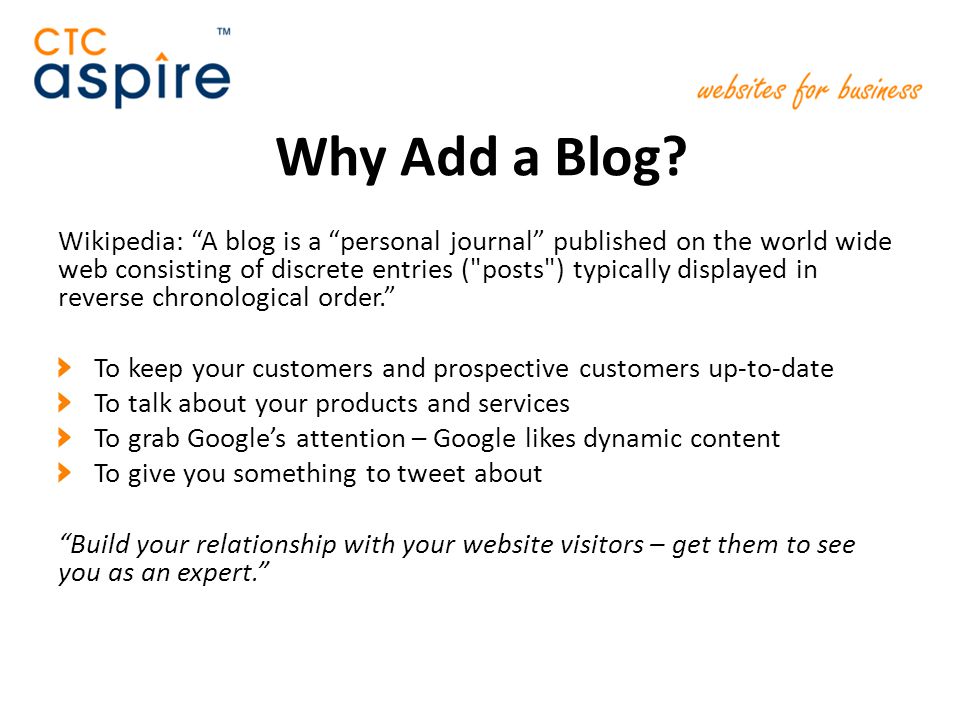 Why Add a Blog.