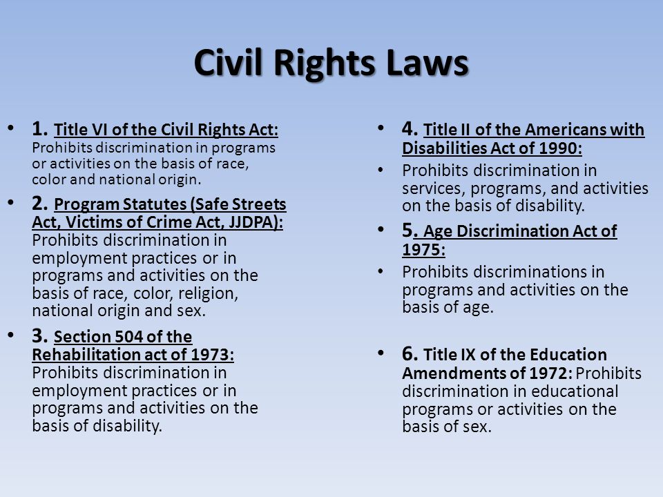 Civil Rights Laws 1.