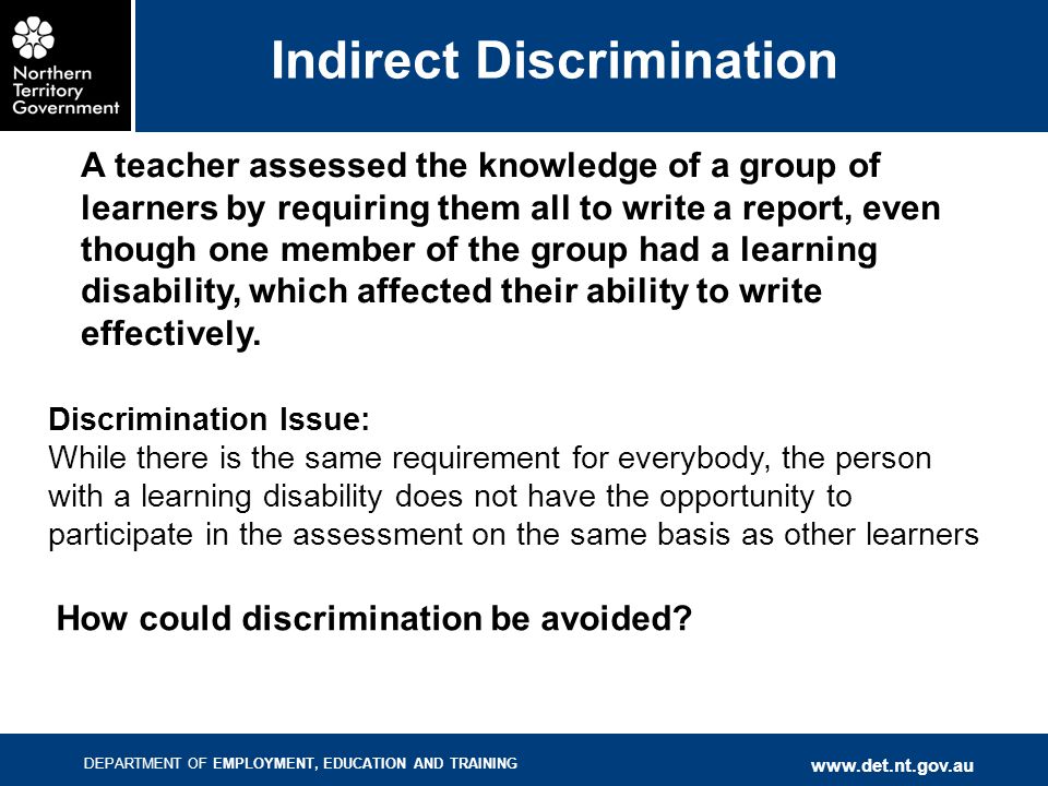 direct discrimination in schools