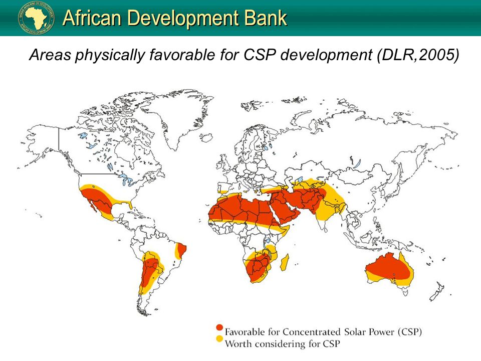 9 Areas physically favorable for CSP development (DLR,2005)