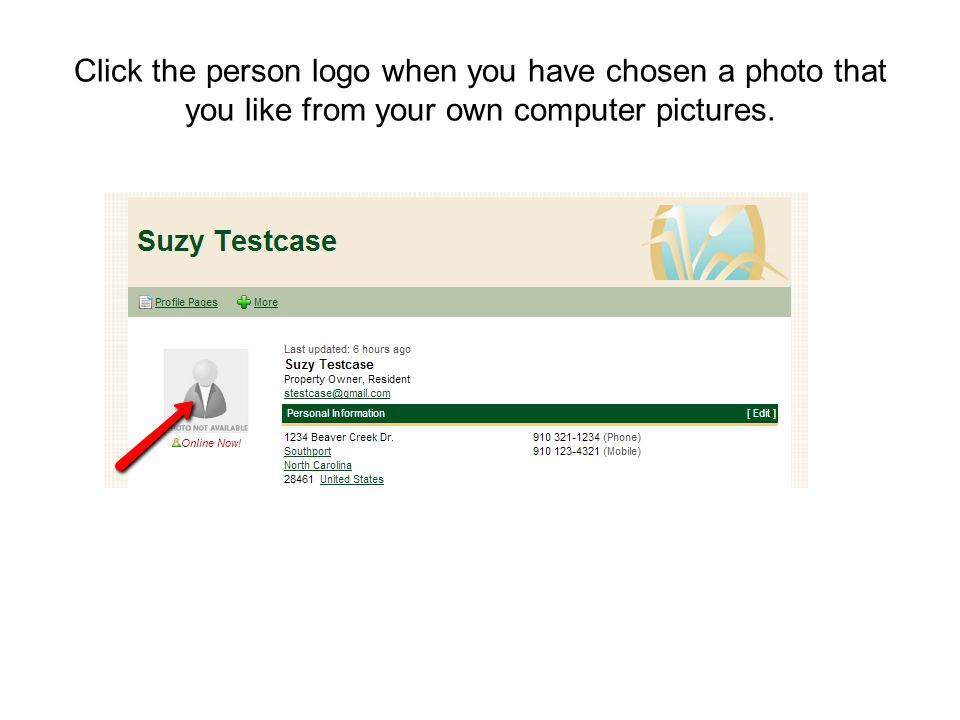 Click the person logo when you have chosen a photo that you like from your own computer pictures.