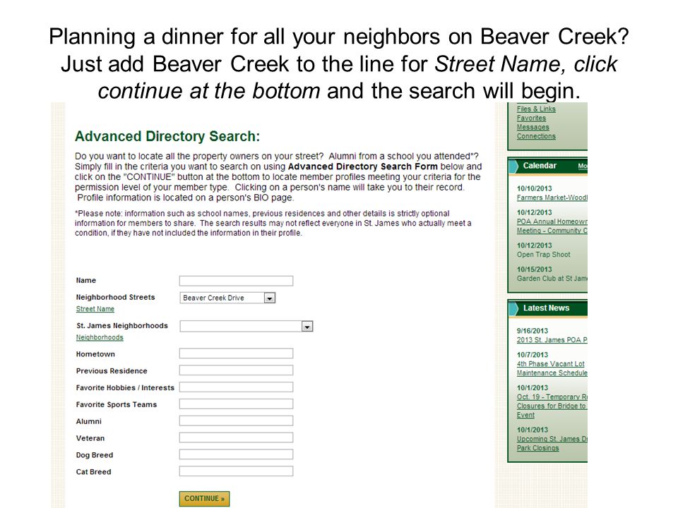 Planning a dinner for all your neighbors on Beaver Creek.
