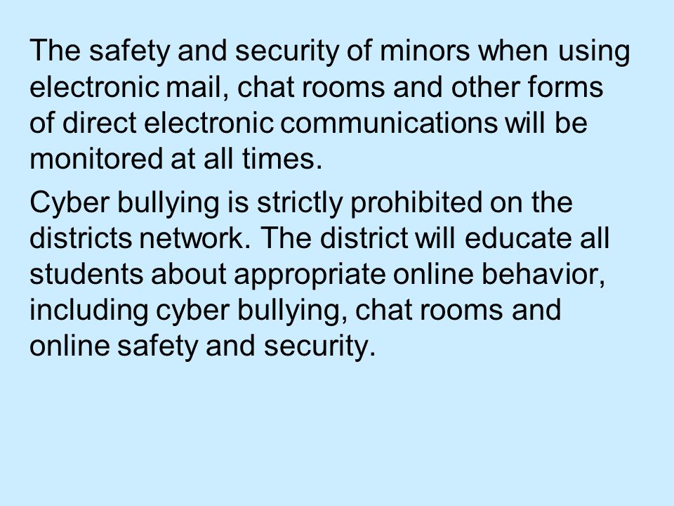 Chat rooms for minors