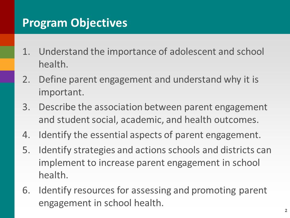 2 1.Understand the importance of adolescent and school health.