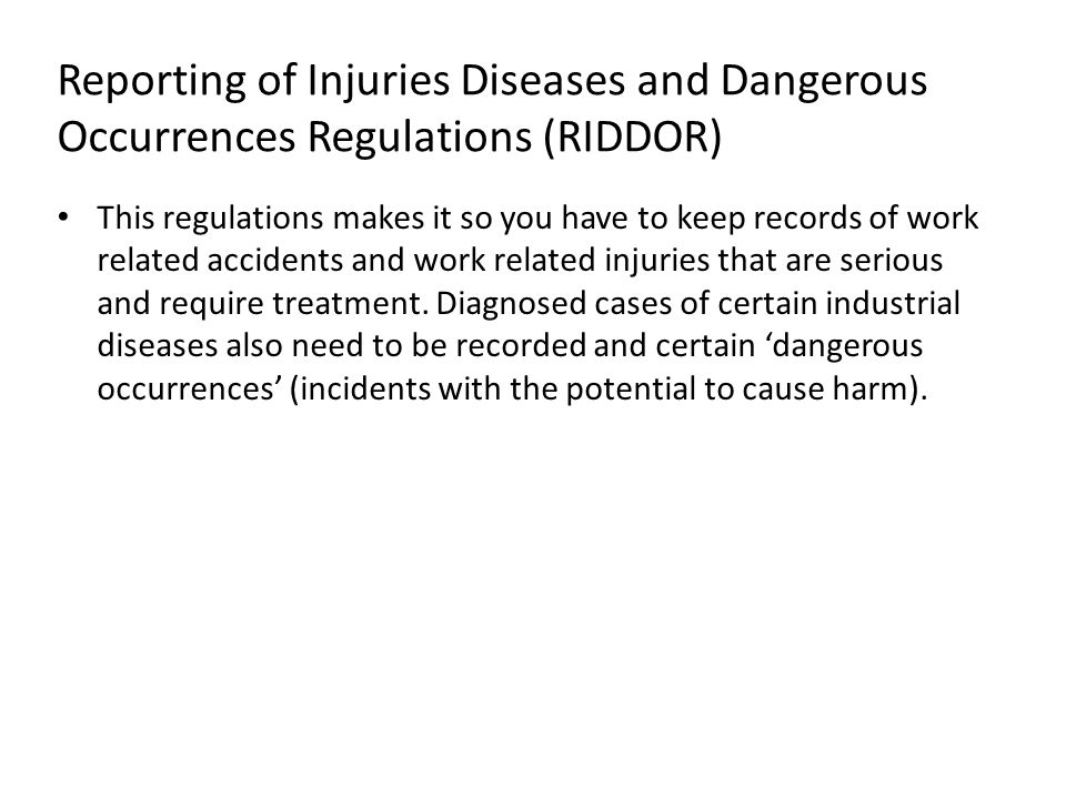 This regulations makes it so you have to keep records of work related accidents and work related injuries that are serious and require treatment.