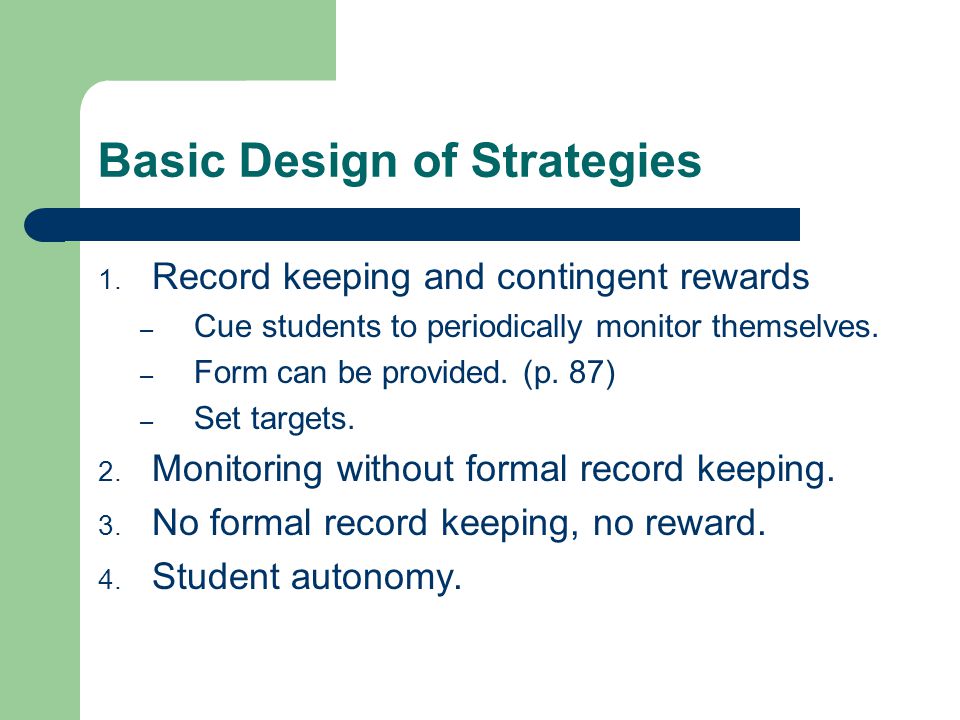 Basic Design of Strategies 1.