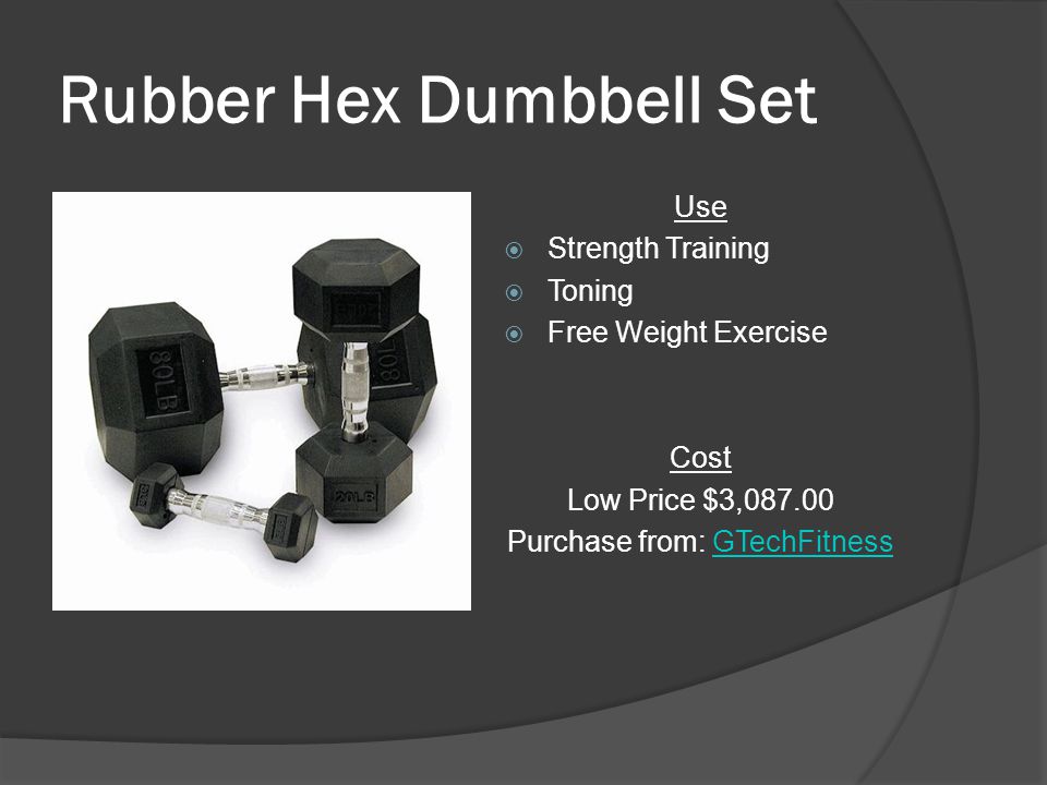 Rubber Hex Dumbbell Set Use  Strength Training  Toning  Free Weight Exercise Cost Low Price $3, Purchase from: GTechFitnessGTechFitness