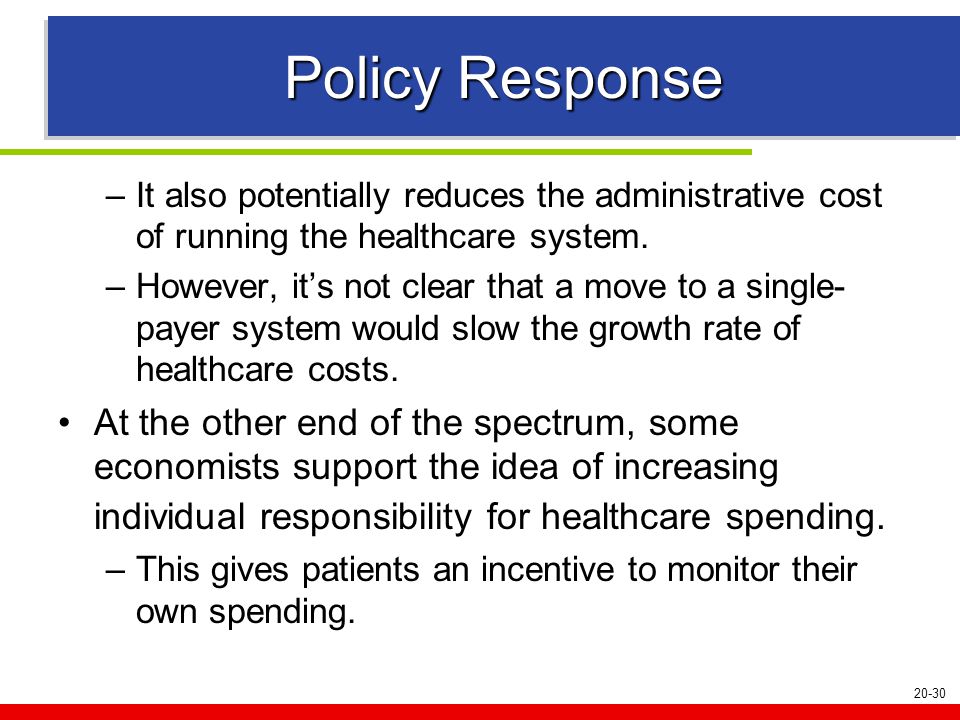 20-30 Policy Response –It also potentially reduces the administrative cost of running the healthcare system.