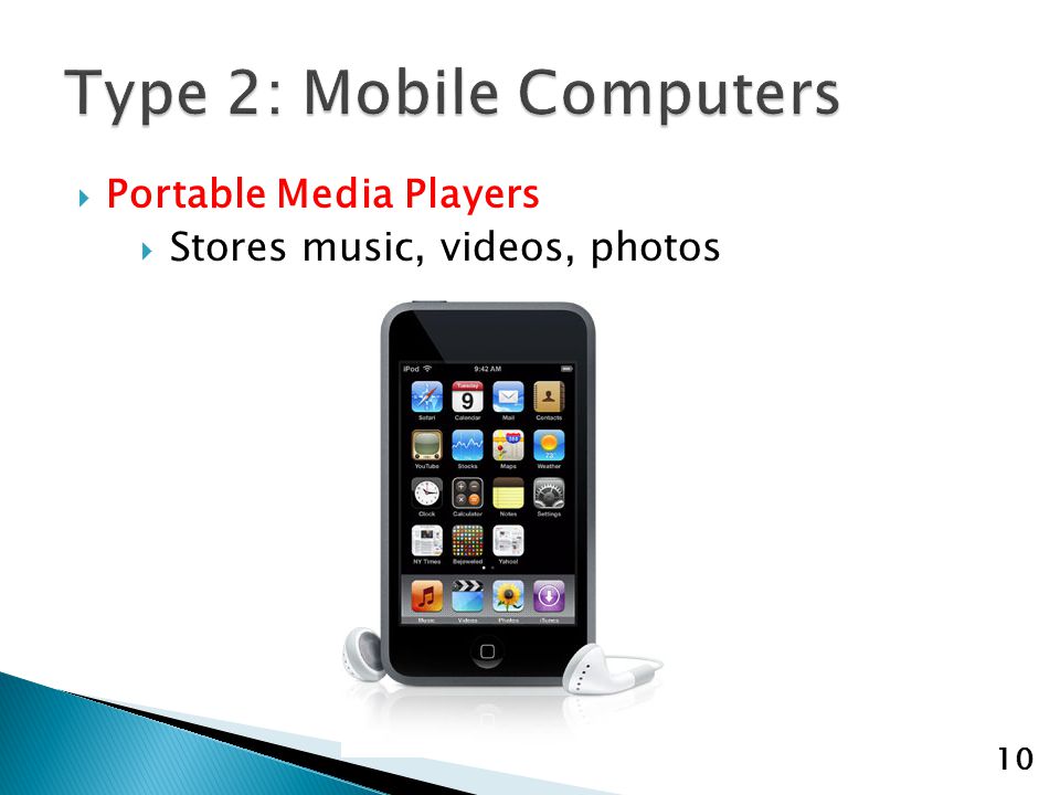  Portable Media Players  Stores music, videos, photos 10